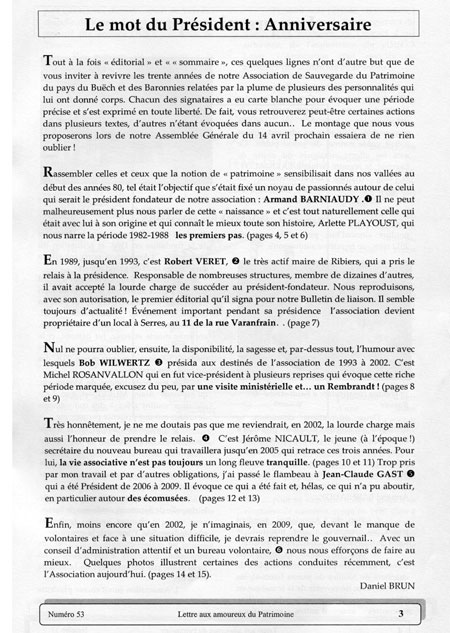 Bulletin n°53 sommaire
